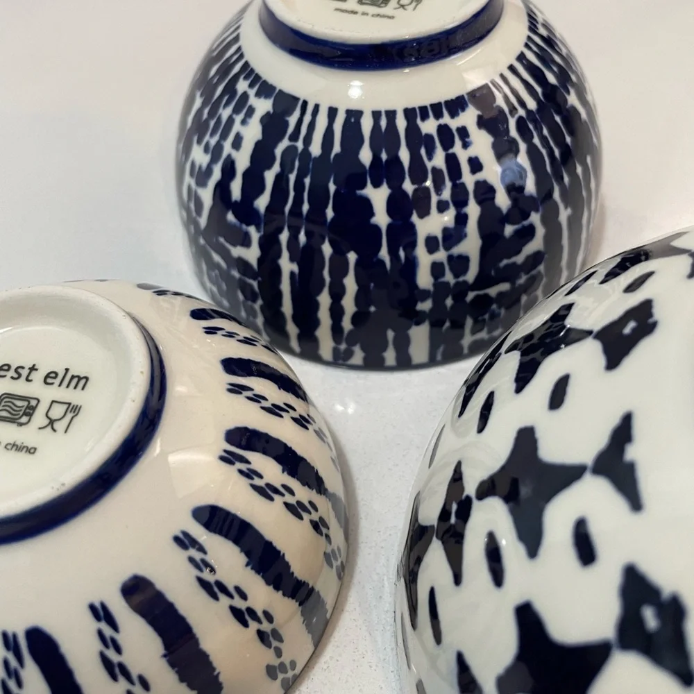 West Elm Indigo Tie-Dye Nesting Bowls (Set of 3)